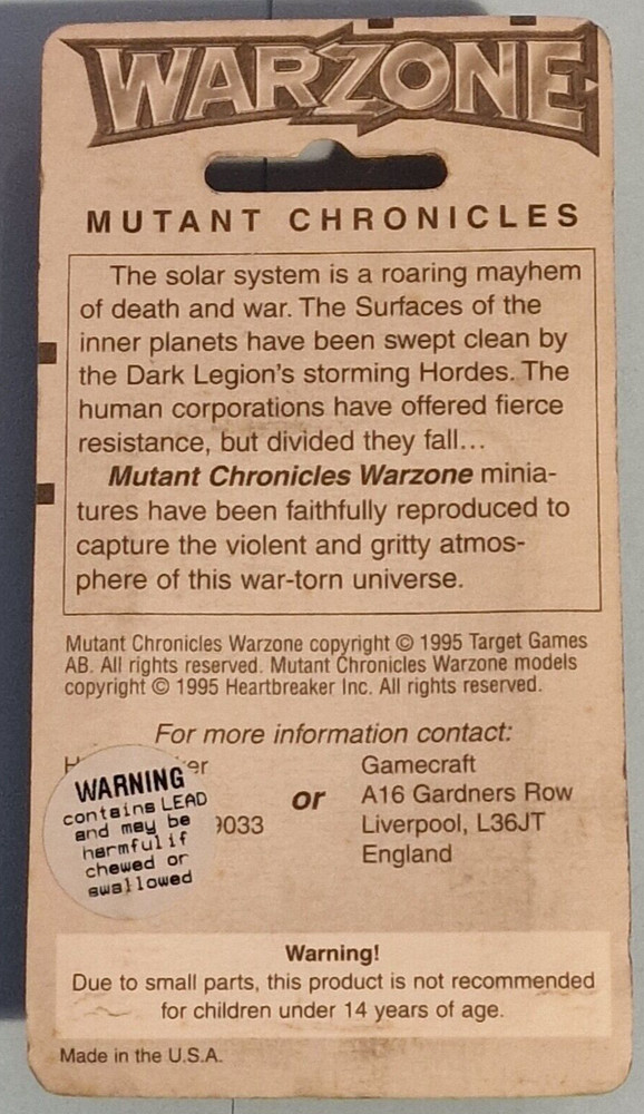 WARZONE SUNSET STRIKER SERGEANT 11409 Mutant Chronicles Miniature Sealed