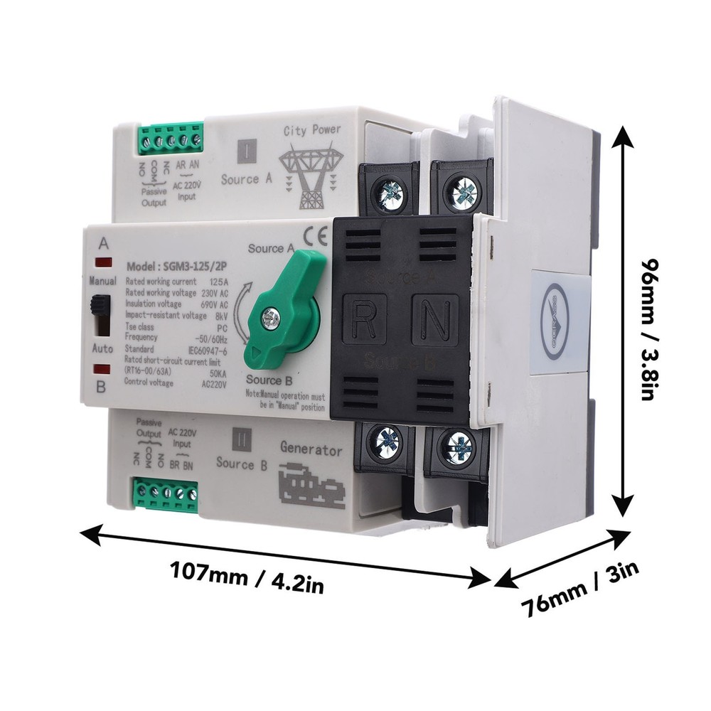 125A Double Power Automatic Transfer Switch For Generator Excellent