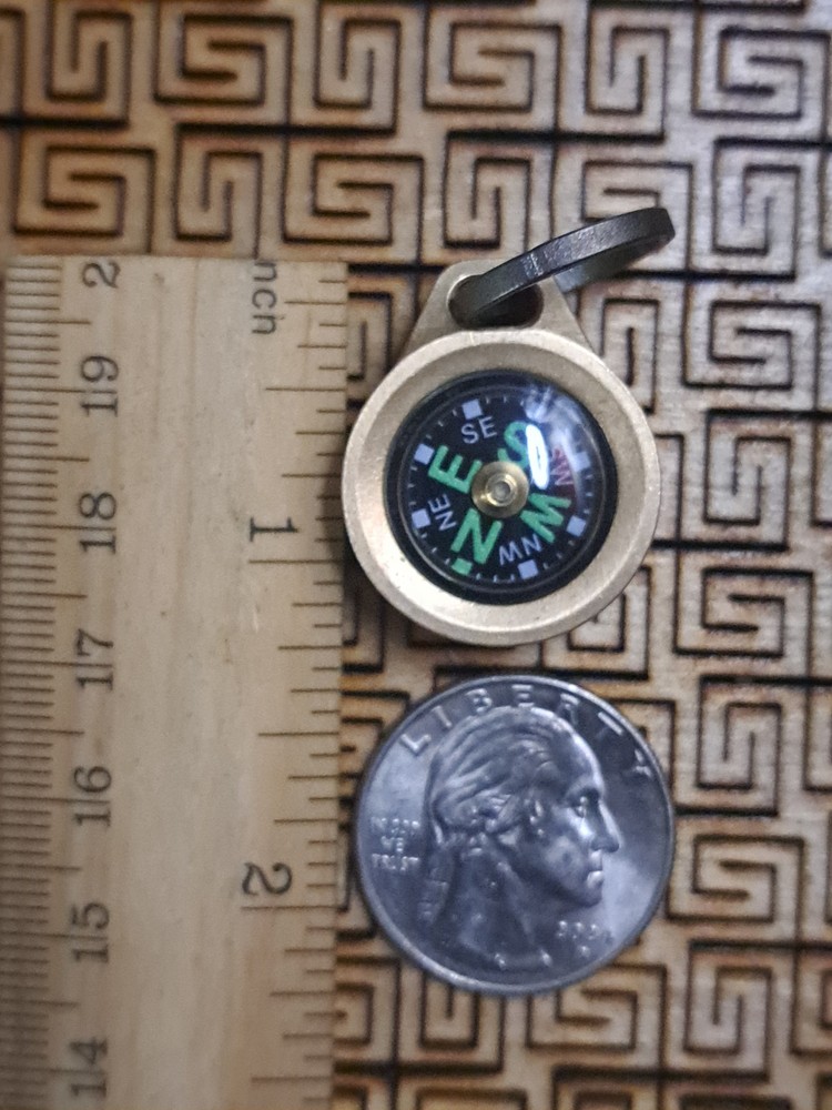Mini EDC Minimalist Keychain Compass w/Titanium Keyring