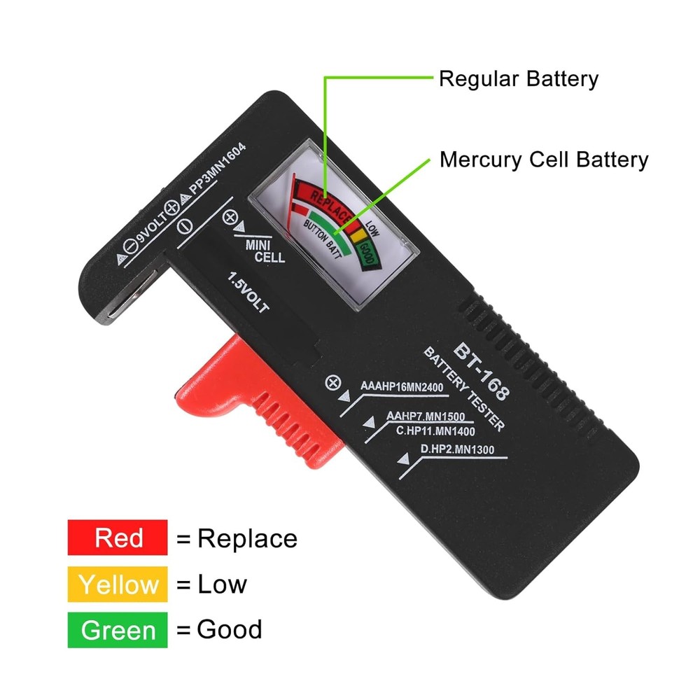 UMLIFE 4Pack Battery Tester,Universal Checker Small 4PCS