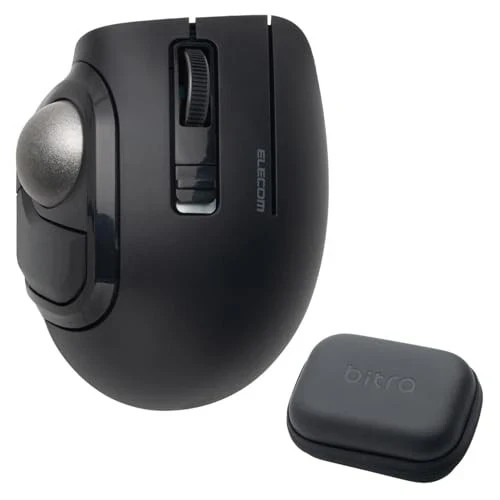 ELECOM bitra Trackball Mouse Bluetooth 2.4GHz Silent 5Btn Case Black
