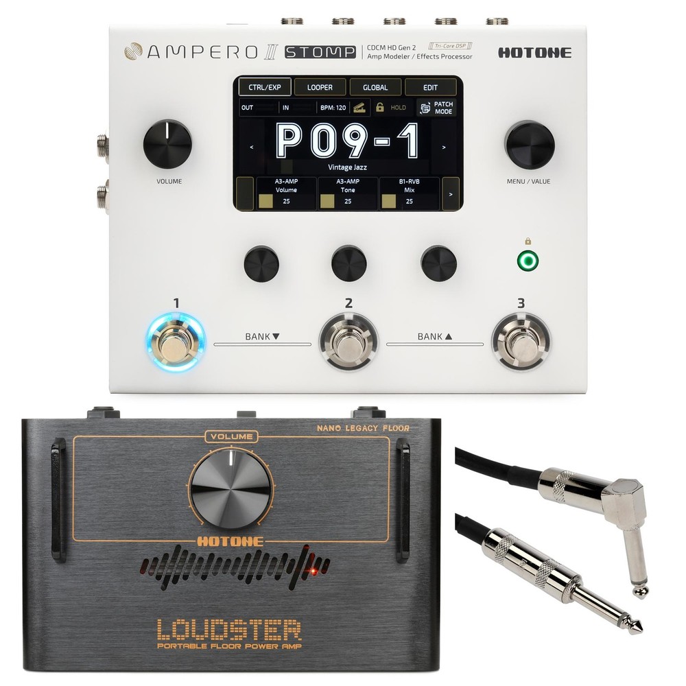 Hotone Ampero II Stomp Amp Modeler/Effects Processor Pedal with Power Amplifier