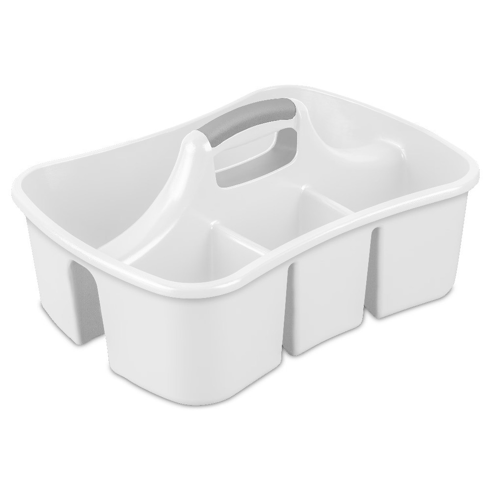 Divided Ultra Caddy Easy Carry Handy Plastic Utility Storage Box White