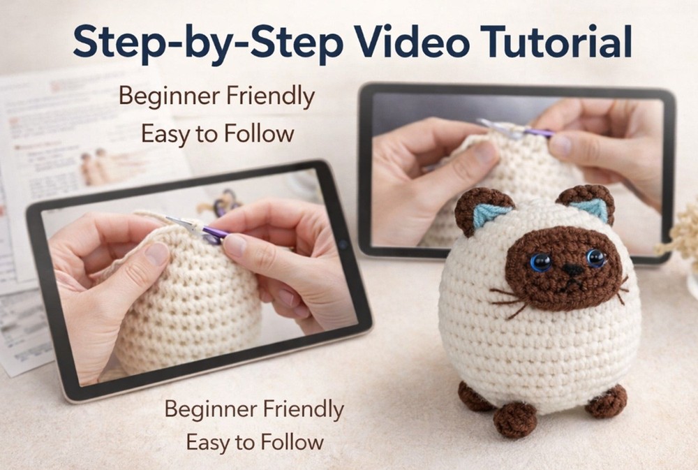 Beginner Crochet Kit 3 Pack Cats Amigurumi DIY Set with Video Tutorials
