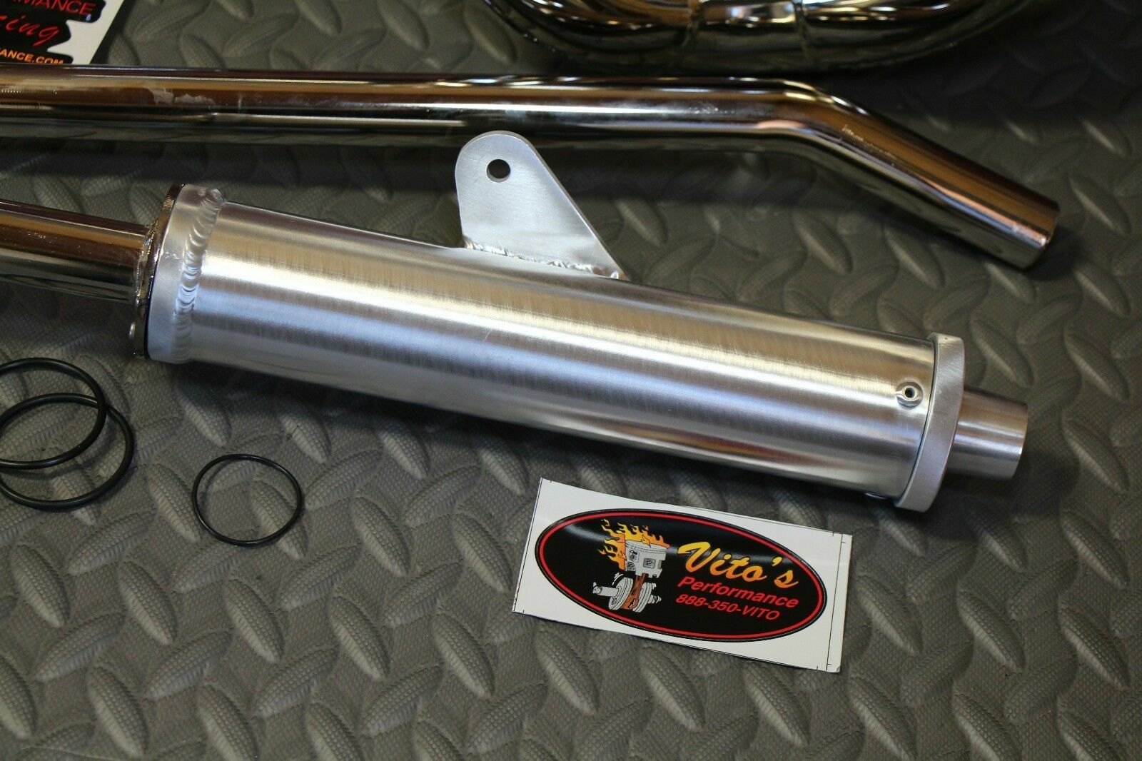 Vito's Performance FAT BASTARD pipes in frame 1987-2006 Yamaha Banshee CHROME