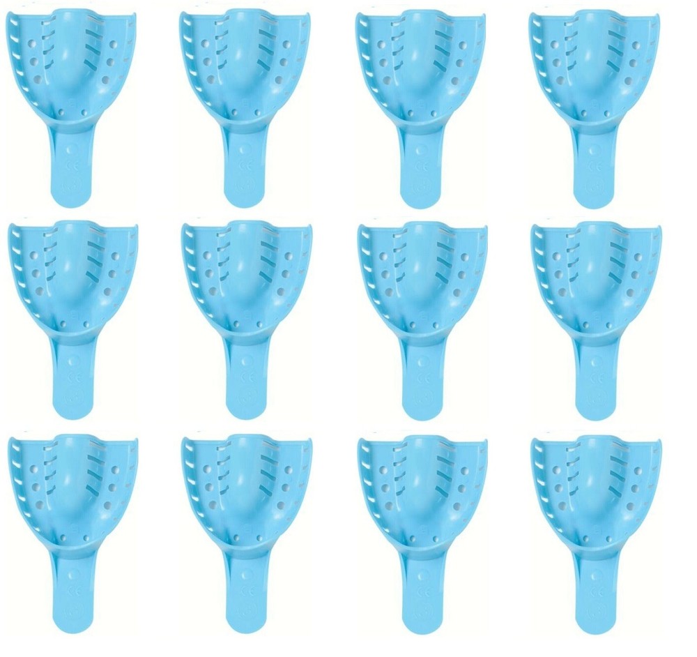 #3 Impression Trays  Blue, Perforated Medium Upper  12 pcs
