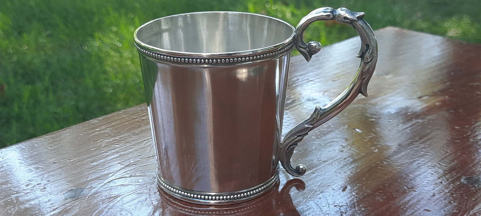 Pure Silver Coin Tift & Whiting Small Beaded Cup 69 grams, no Mono