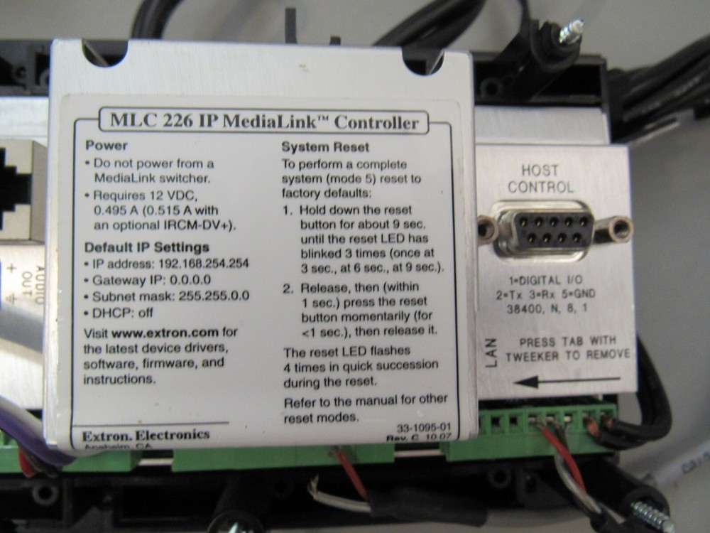 Extron MLC 226 IP DV+ MediaLink Controller with cables & power cord