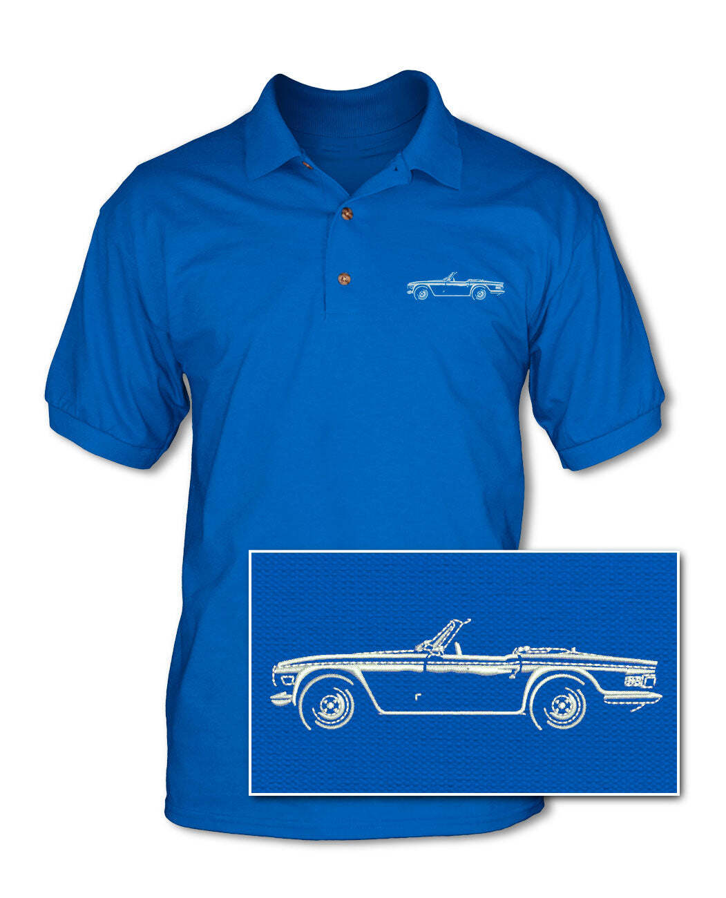 Triumph TR6 Convertible Adult Pique Polo Shirt Side View