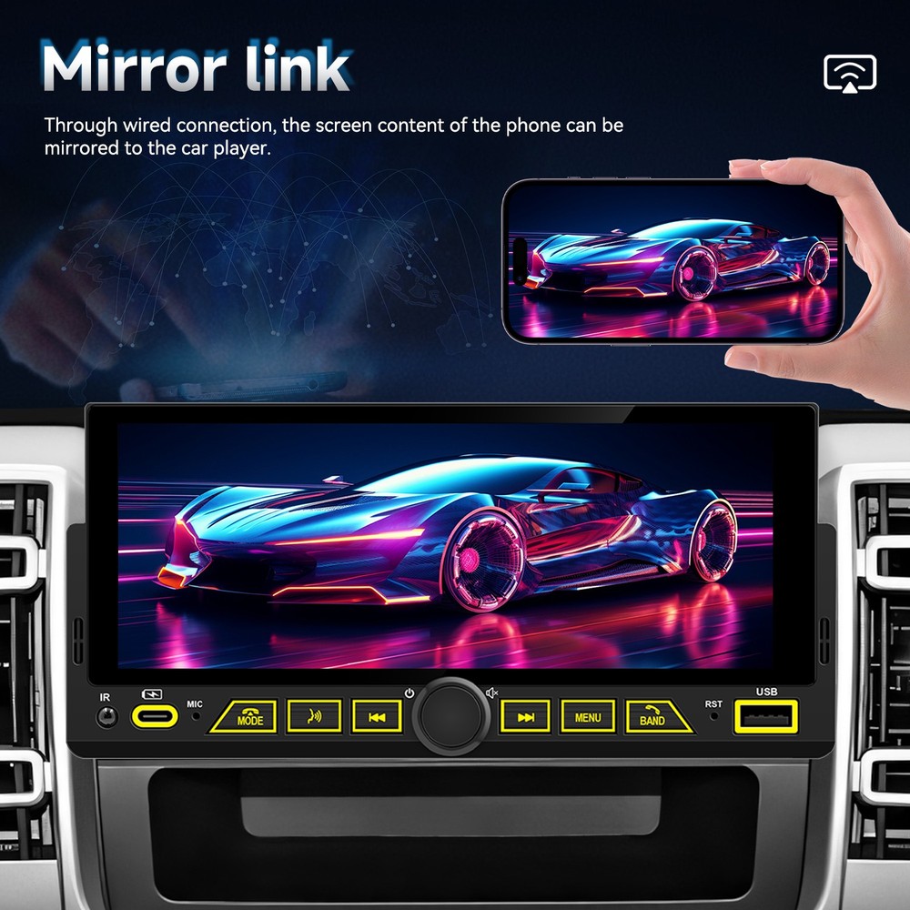 6.86 Inch Touchscreen Car Stereo with Wireless For Apple Carplay Android Auto