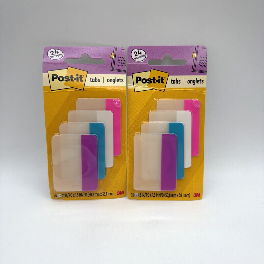 3M Post it Tabs Assorted Colors 24 Pack Writable File Organizers 2 Pack
