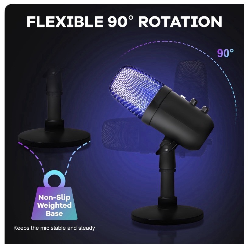 USB RGB Condenser Microphone Gaming Mic for PC PS4 PS5 Streaming