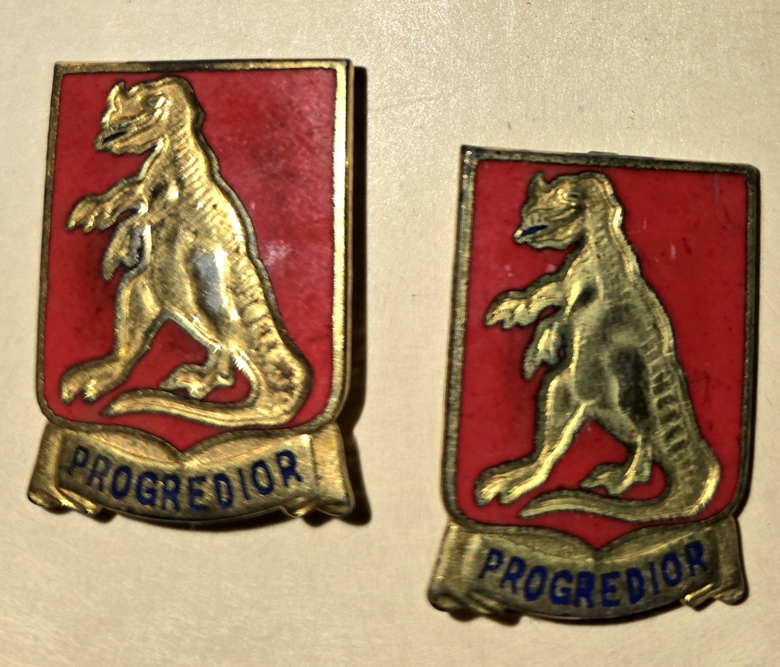 1 PAIR 630th Tank Destroyer Battalion Crest DI A.N. DONDERO PIN BACK