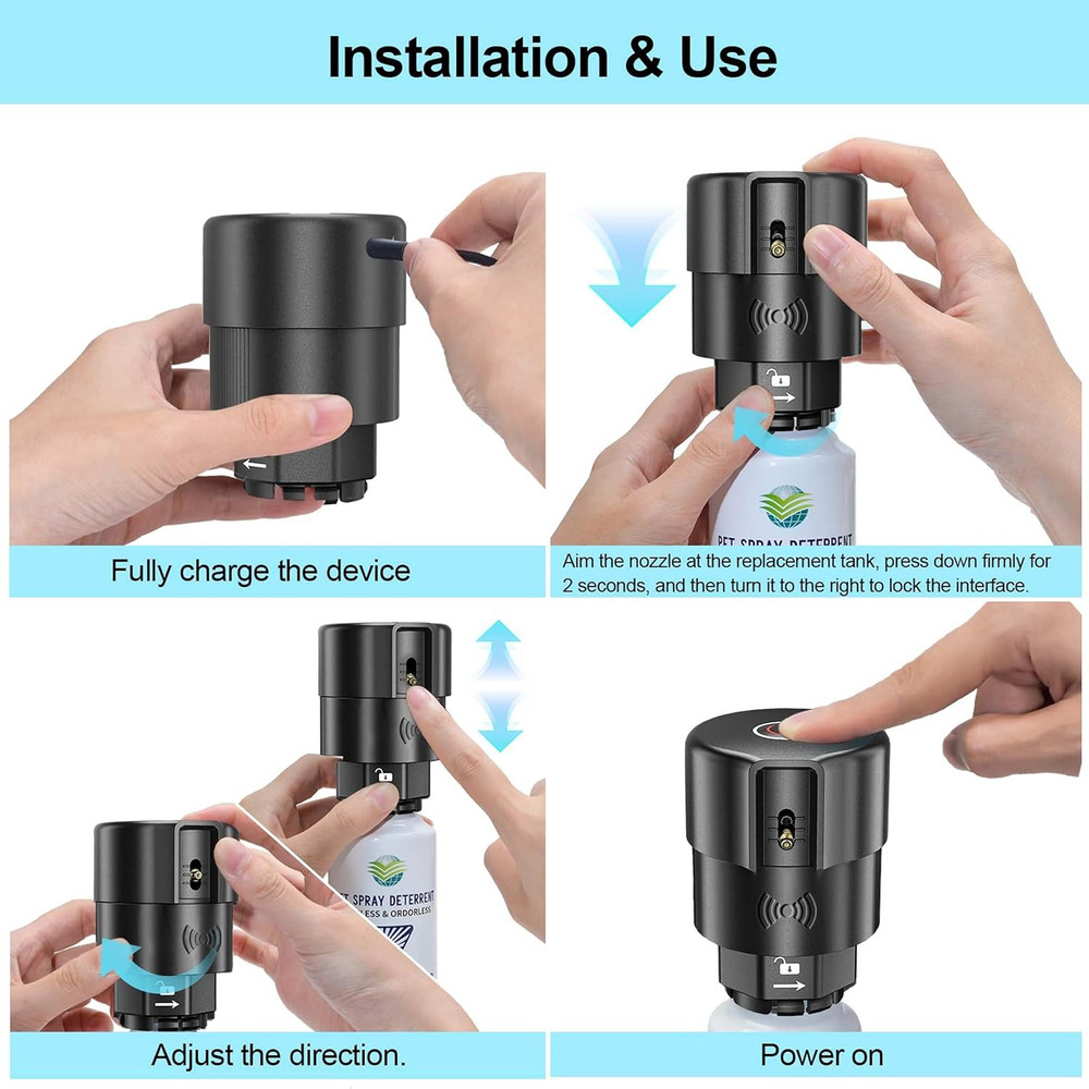 Cat Spray Deterrent System [ 4 Pack ] Cat Deterrent Spray, Motion Activated Pet