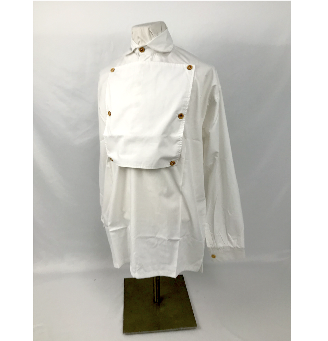 White Bib Front Firemans Shirt Wood Buttons- Reenactment, Civil War - Size XXXL