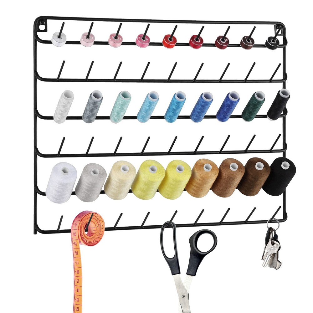 YBING Thread Holder Wall 54 Spools Thread Rack Embroidery Spool Thread Organi...