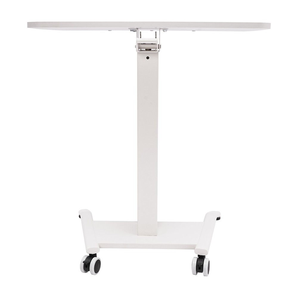 Adjustable Rolling Desk Rolling Podium Desk Standing Lifting Computer Desk White