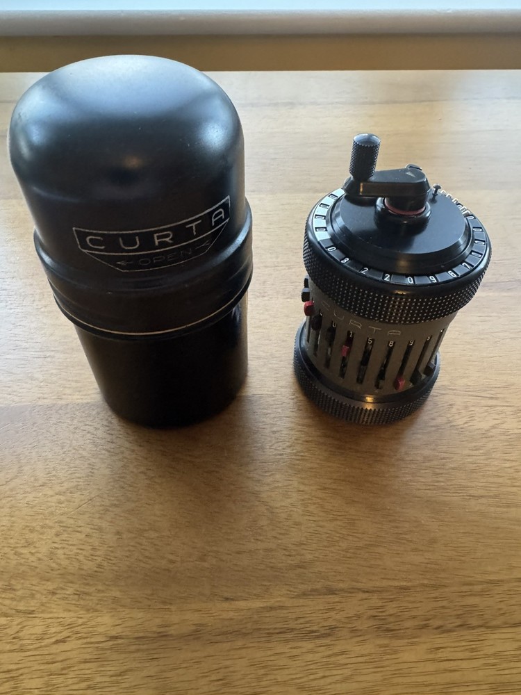 Curta calculator Type 2 w/can, rare
