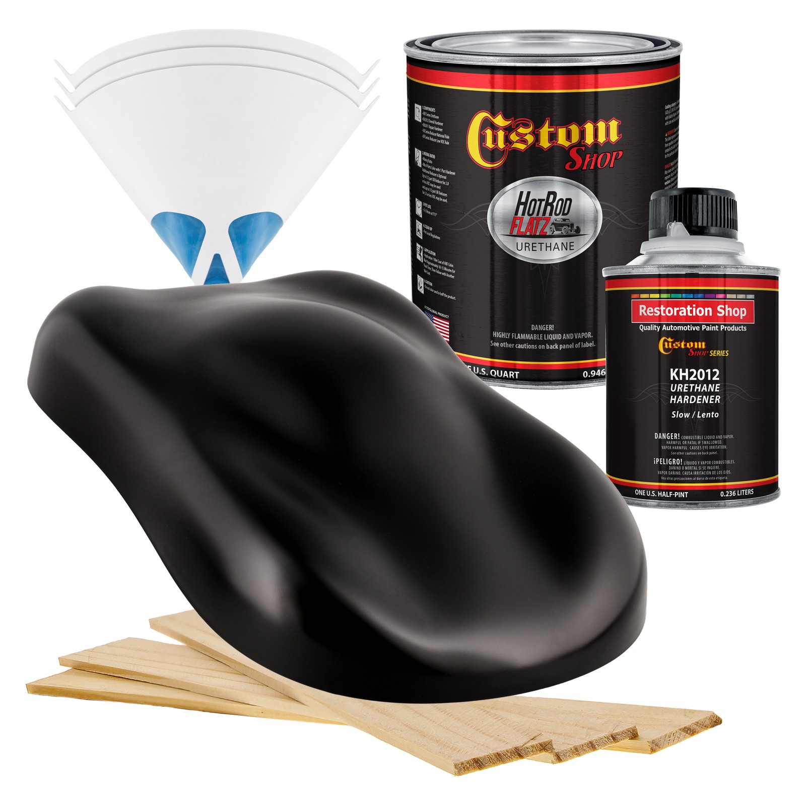 HOT ROD FLATZ Satin Sheen Chassis Black Quart Kit URETHANE Auto Car Paint Kit