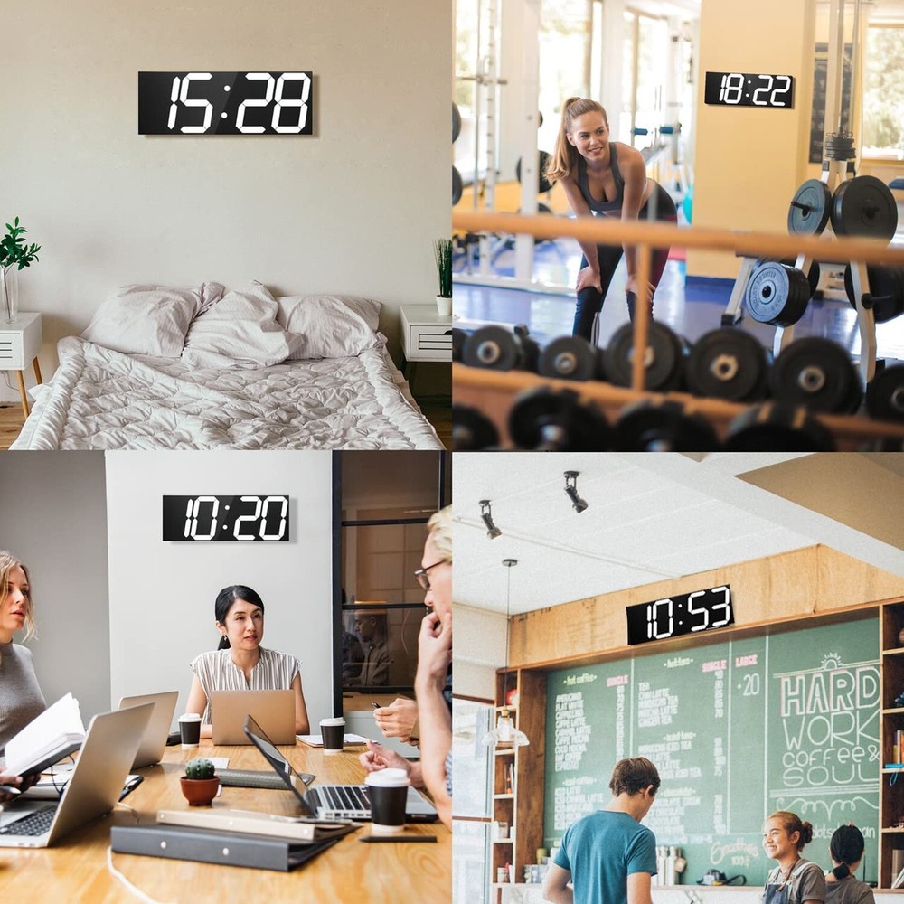 Digital LED Wall Clock, Oversize Wall Clock with 6” Numbers, Remote Control C...