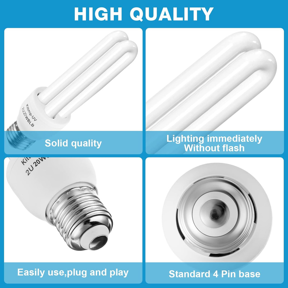 2 Pieces Bug Zapper Light Bulb 2U Type E27 20W Replacement Bulbs Compatible with