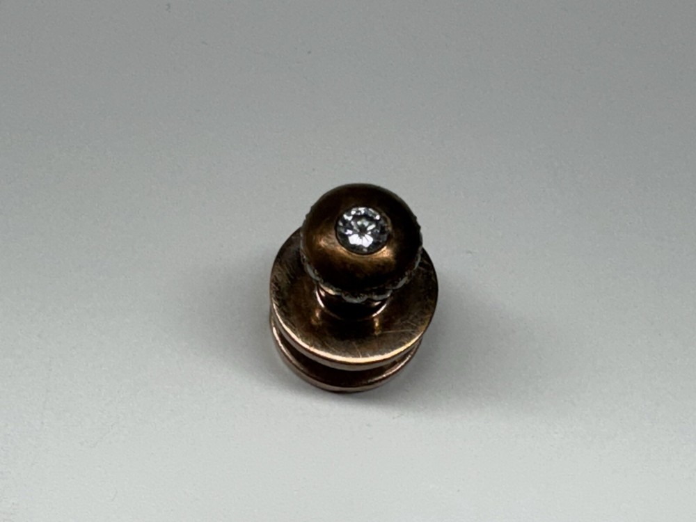 10 karat solid rose gold & diamond button handmade in usa