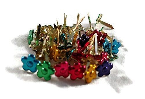 Colored Metallic Flower Brads Paper Fasteners