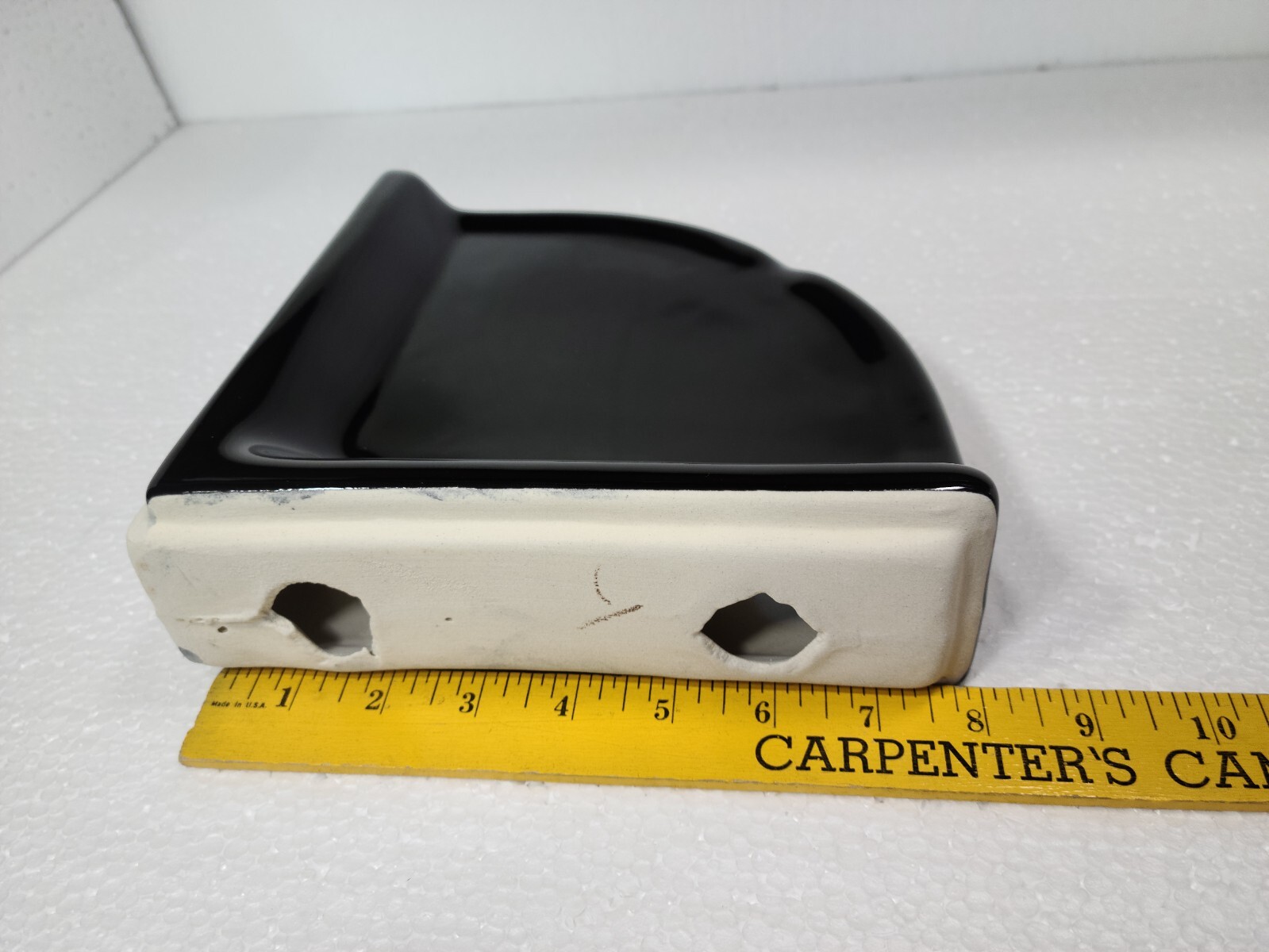 Vintage Black Ceramic Shower Tile Corner Tray Soap Dish Shampoo Holder Caddy