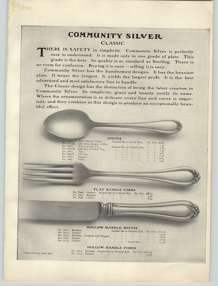 1908 PAPER AD 4 PG Community Sterling Silver Silverware Classic Pattern Design