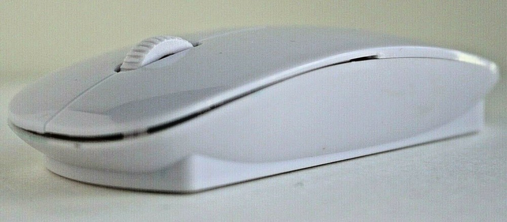 Computer Mouse Wireless Scroll Wheel White, Red LED USB Dongle for Laptop PC Mac
