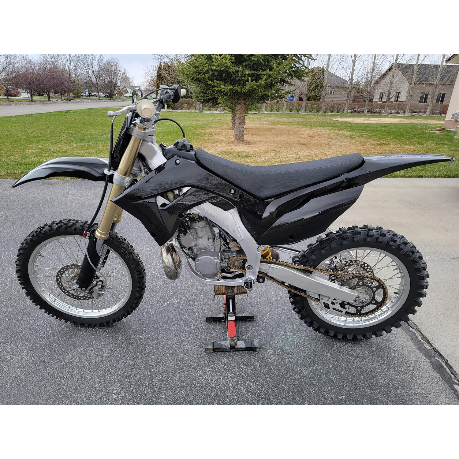 Black Restyle Plastic Body Work Complete Kit For 2002-2007 Honda CR125R CR250R