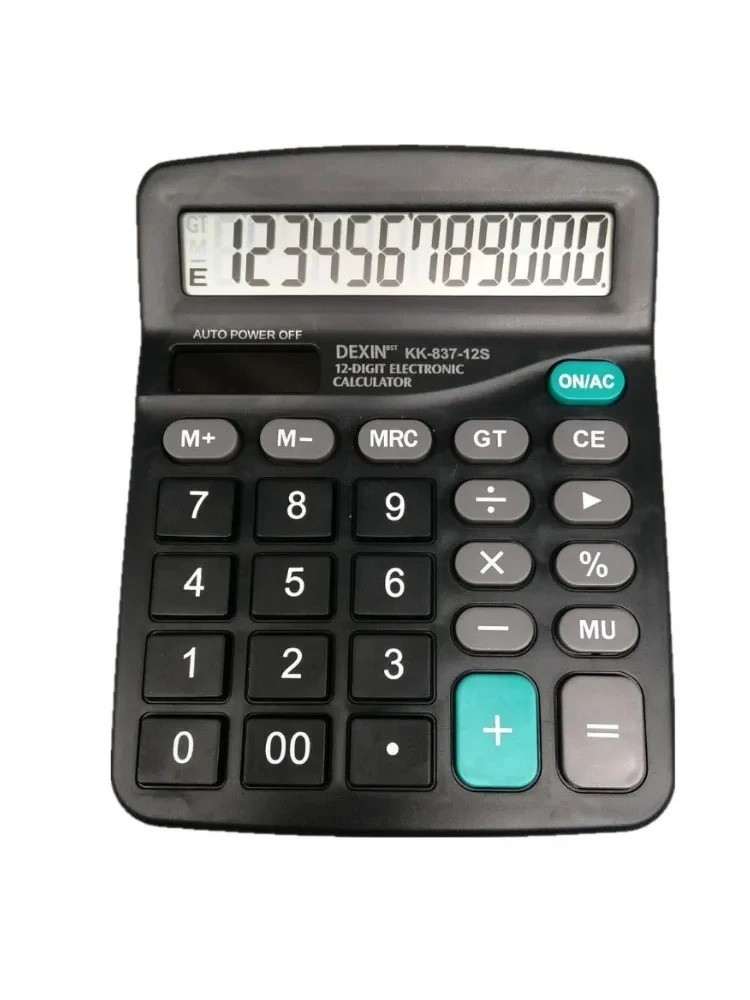 Desk Calculator, 12-Digit Solar Battery Office Calculator with Large LCD Display