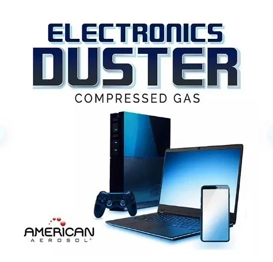 American Aerosol Compressed Gas Electronics Duster, 10 oz Cans, 4-Pack.