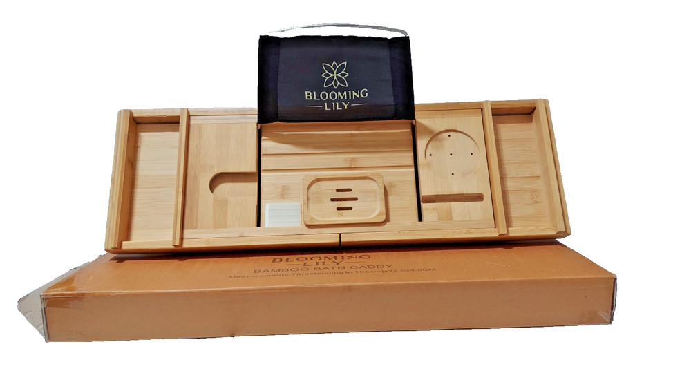 Blooming Lily Bamboo Luxury Expandable Bath Caddy