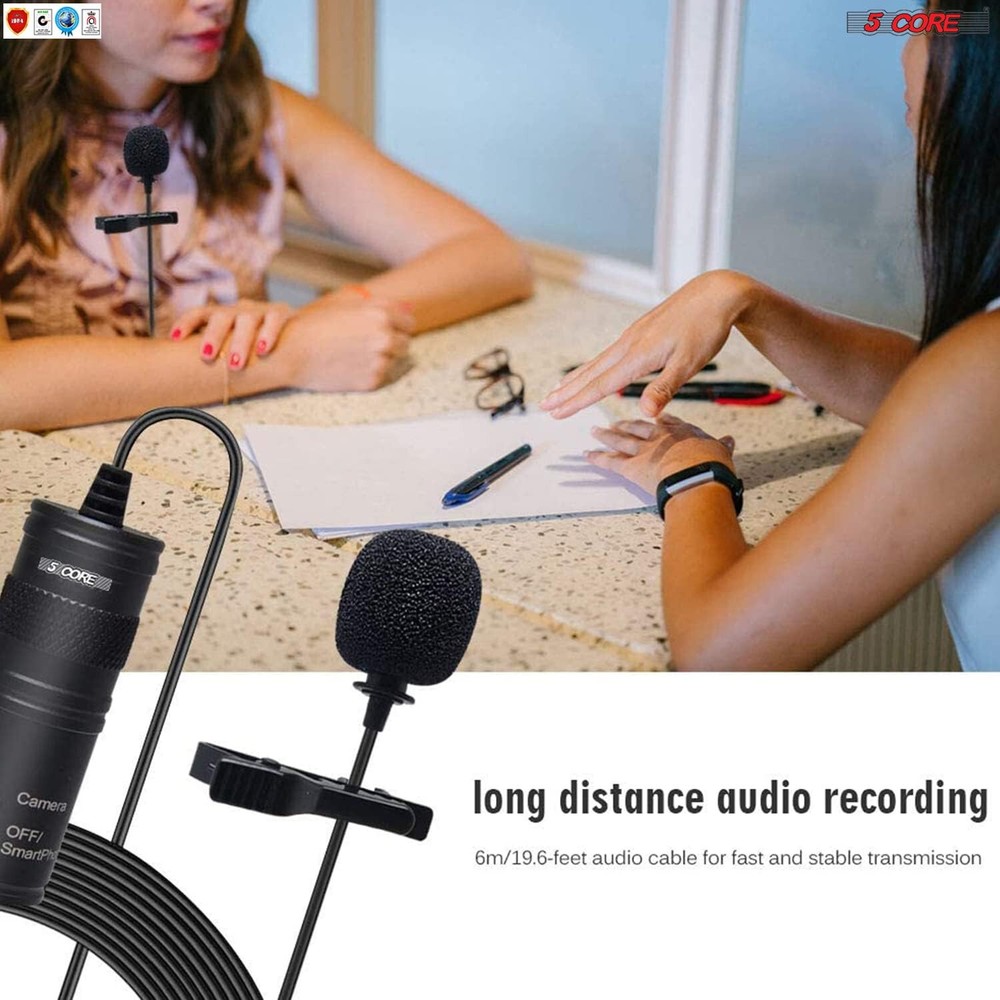 5Core Lavalier Microphone Clip On Mic Professional Grade Lav Lapel Microfono