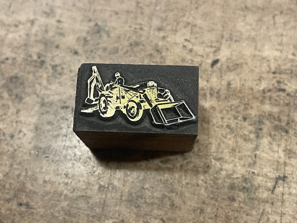 Printing Letterpress Printers Block Small Backhoe Construction Digging (1636)