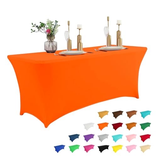 4FT Table Cloth for Rectangular Fitted Events Stretch Table 4 Ft - 1 Pc Orange