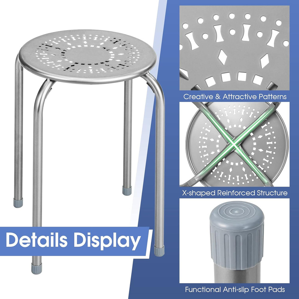 Multipurpose Stool Chairs, Small Stool Sets, Metal Stool with Dome, Stackable Ba