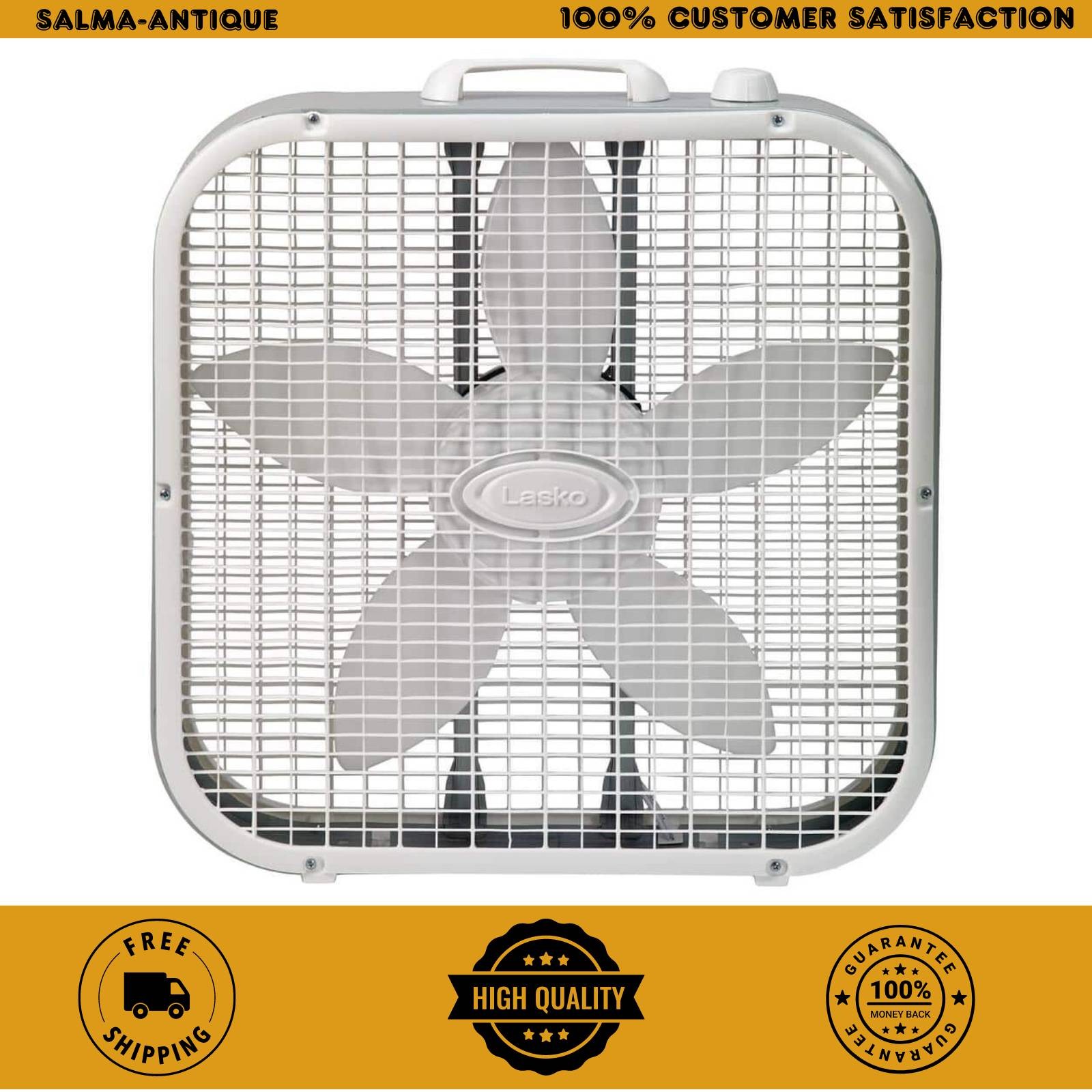 Lasko 20" Classic Box Fan with Weather-Resistant Motor, 3 Speeds - White