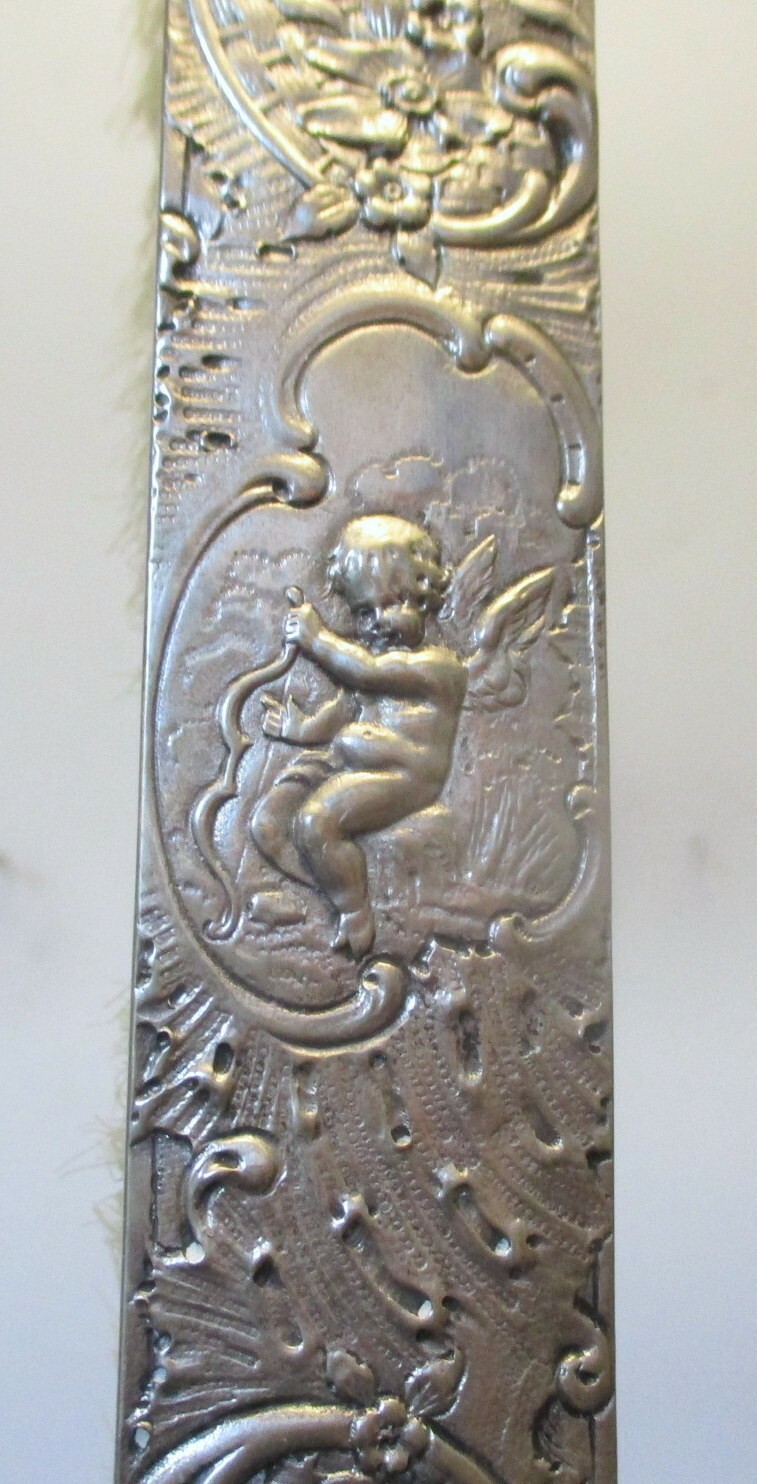 Antique German SILVER 800 Hallmark PUTTO CUPID Cherub & BOW ROCOCO Brush Vanity