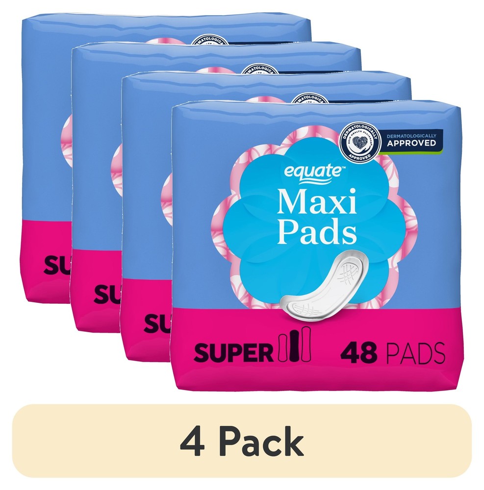 (4 Pack)  Maxi Pads, Super Absorbency, Size 2, 48 Count