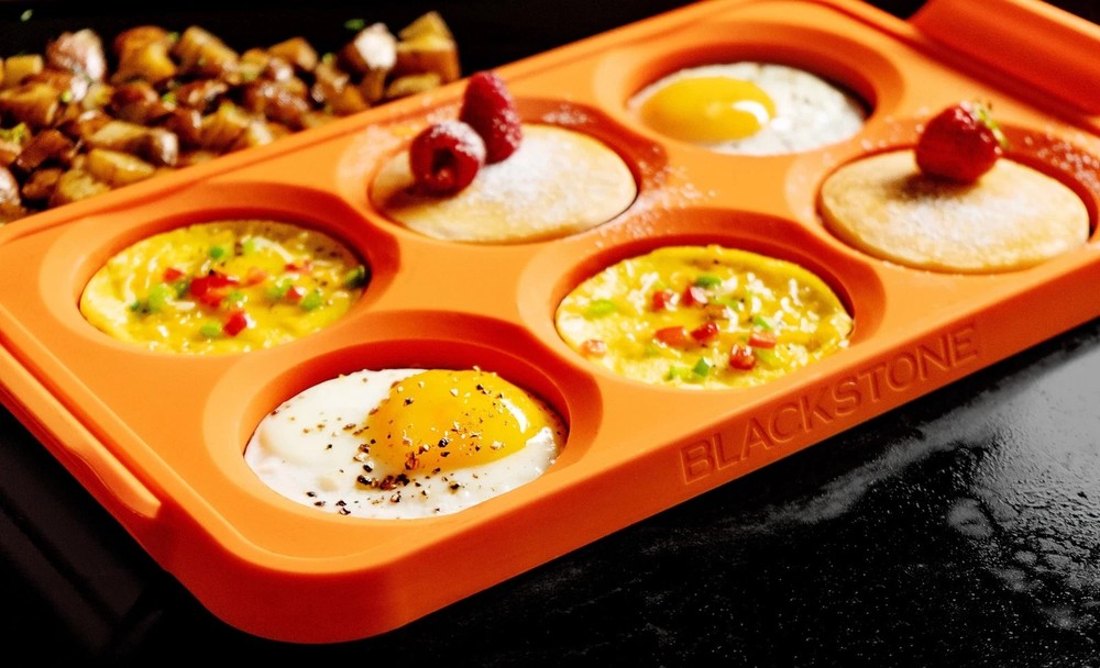 Silicone 6-Section Egg Ring Egg Mold Tray in Orange