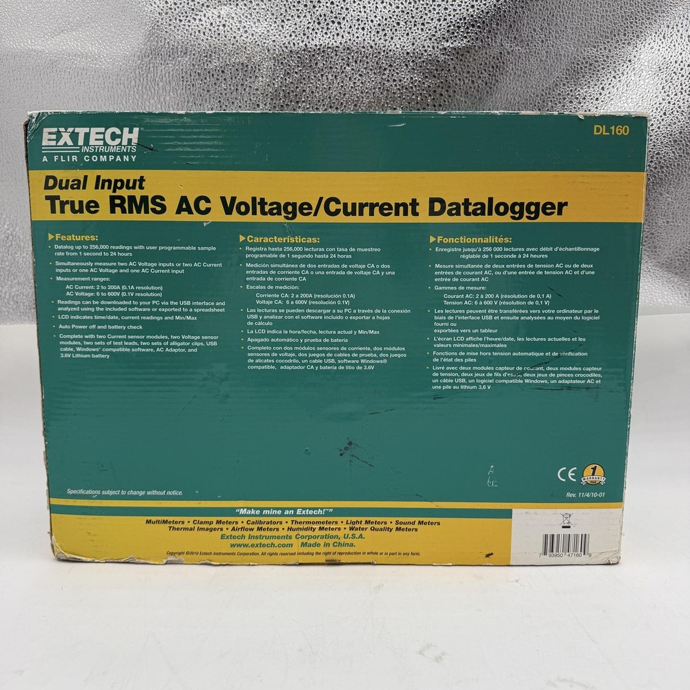 Extech DL160 Dual Input True RMS AC Voltage Current Datalogger