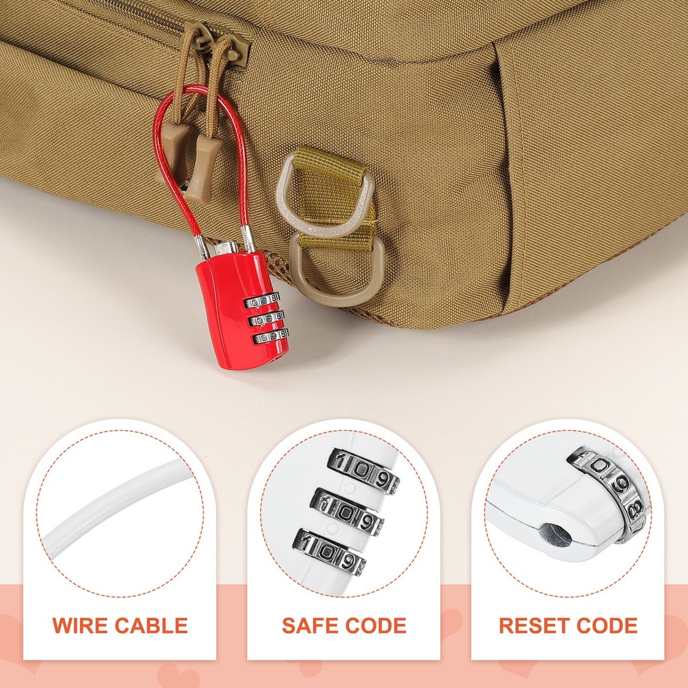 2 Pcs 3 Digit Luggage Cable Combination Lock with 5" Long Cable, White
