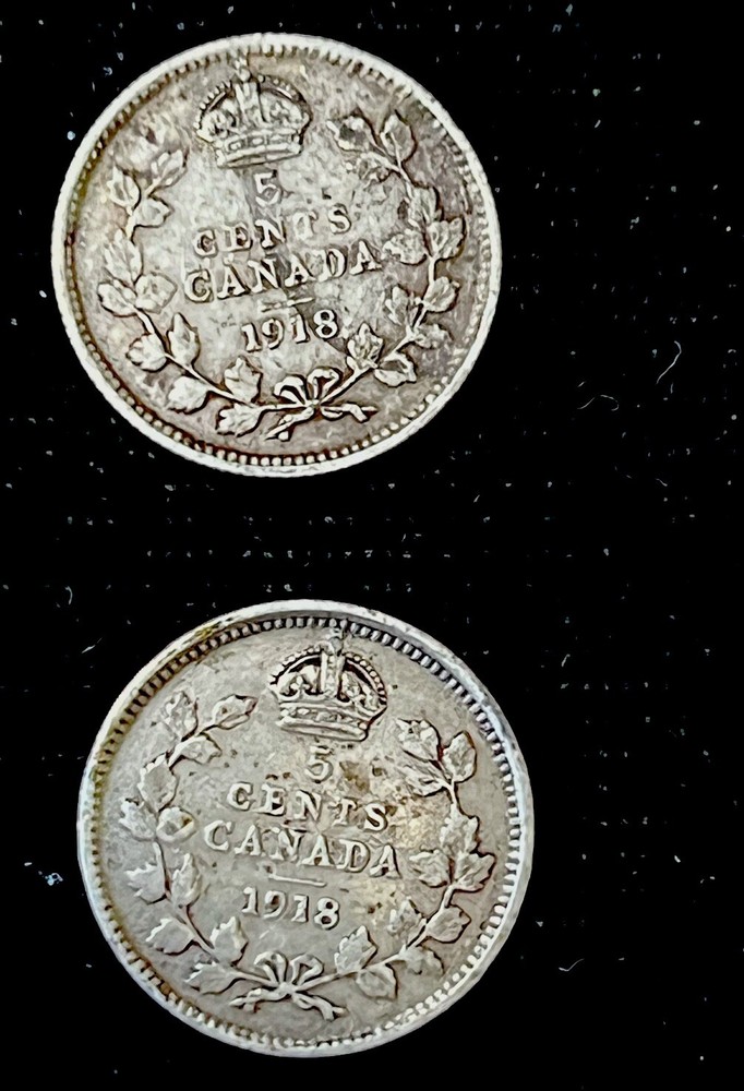 1918 Canada Silver 5 Cent Coin