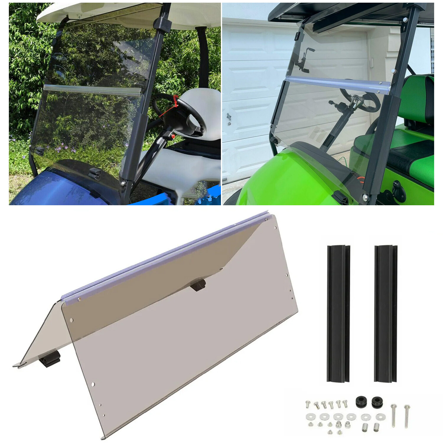 For Club Car Precedent 2004-Up Golf Cart Folding Tinted Windshield Windscreen