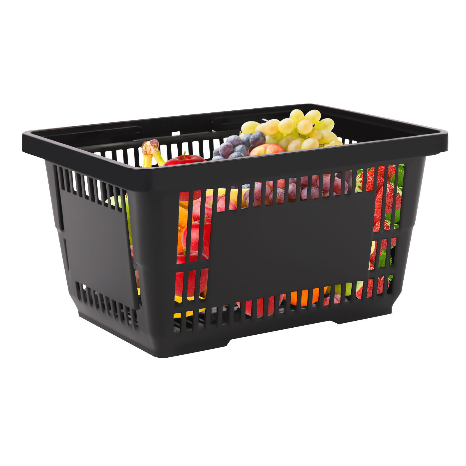 12 PCS Black Plastic Shopping Basket for Market Grocery Retail Store + Handles