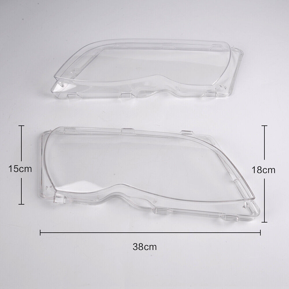 Fit For 02-05 BMW E46 3-Series 4-Door L&R Headlight Lense Clear Lens Cover Pair