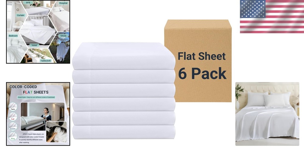 Durable White Twin Size Bed Sheets 6 Pack - Soft Microfiber, Easy Sort Design
