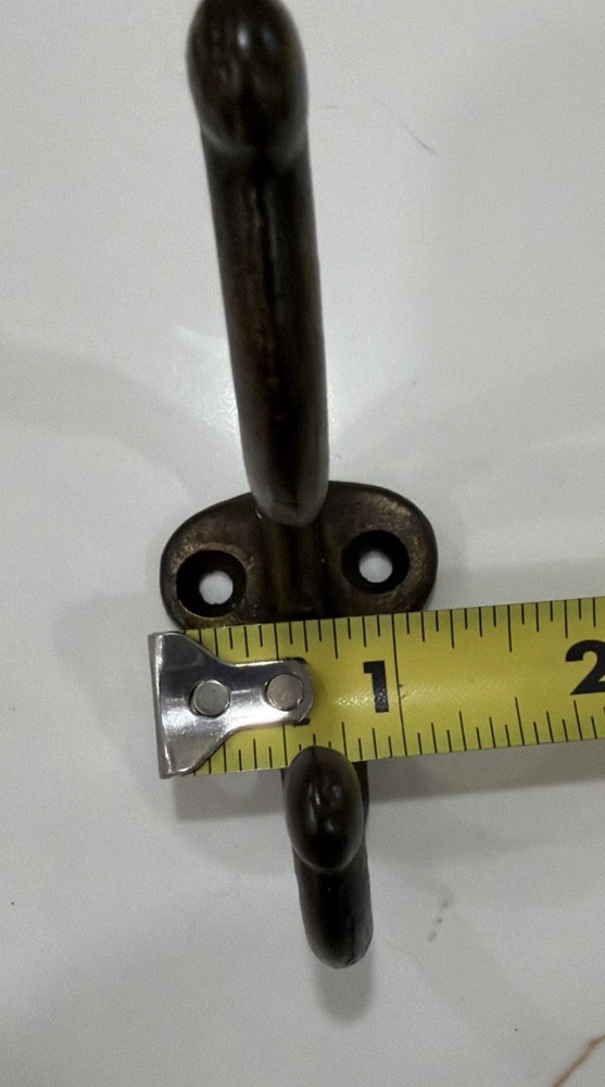 Single Cast Iron Double Hooks Round Tips Coat Hat Salvage Hardware 3”